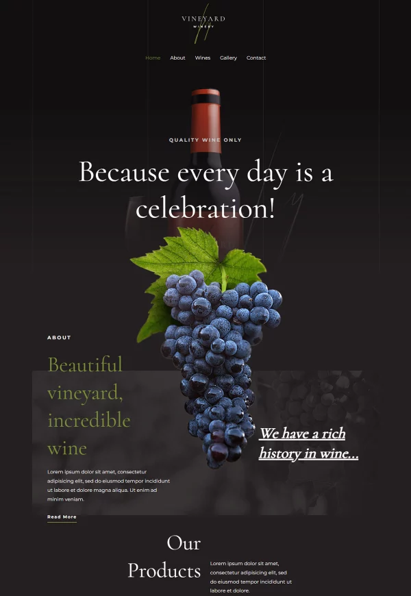 Vineyard 网站模板预览