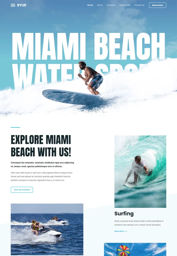 Water Sports 网站模板预览