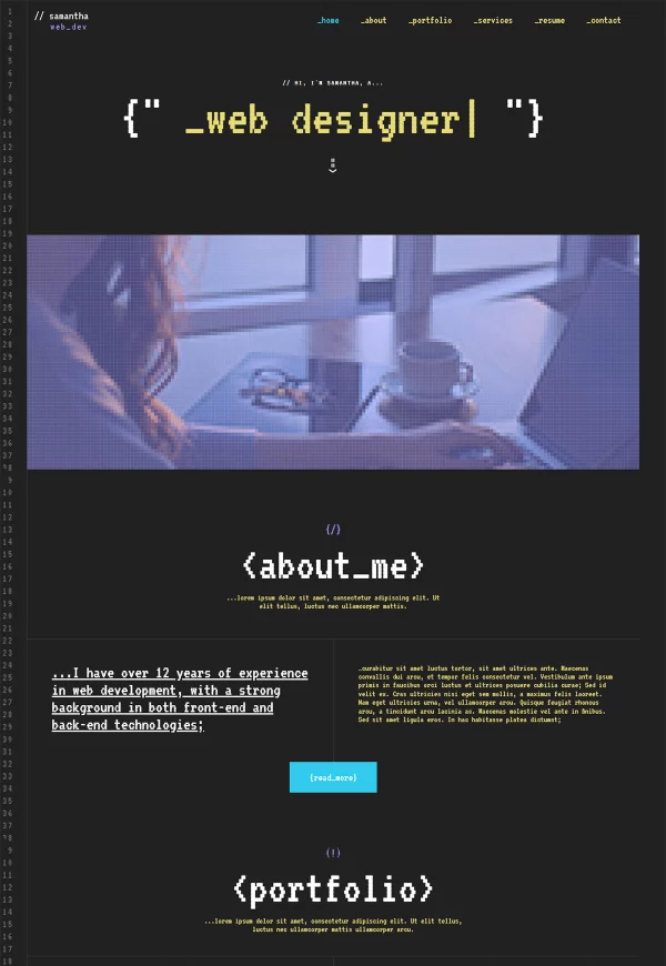 Web Developer Portfolio 网站模板预览