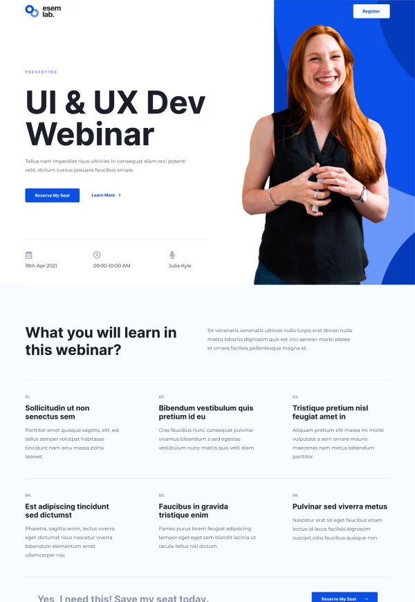Webinar 网站模板预览