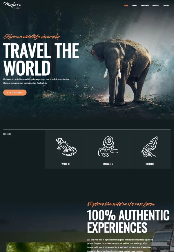 Wildlife Safari 网站模板预览