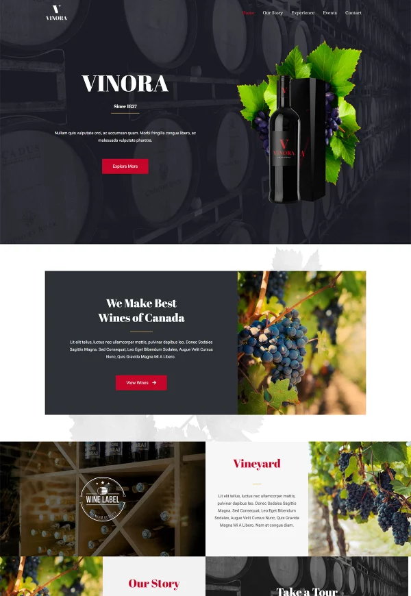 Winery 网站模板预览