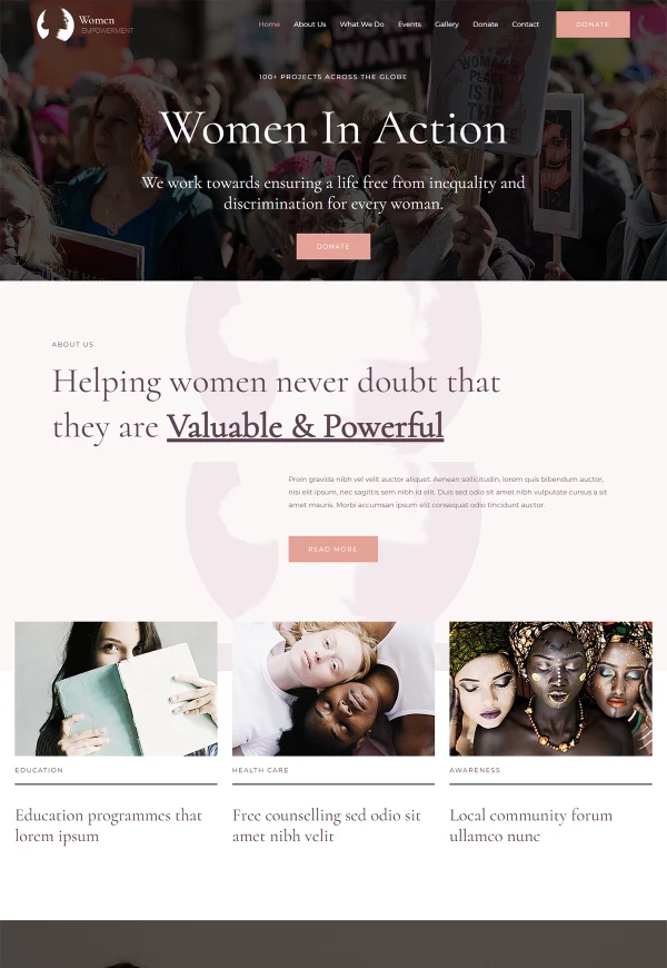 Women Empowerment NGO 网站模板预览