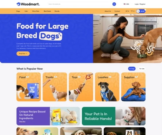 Pets 网站模板预览