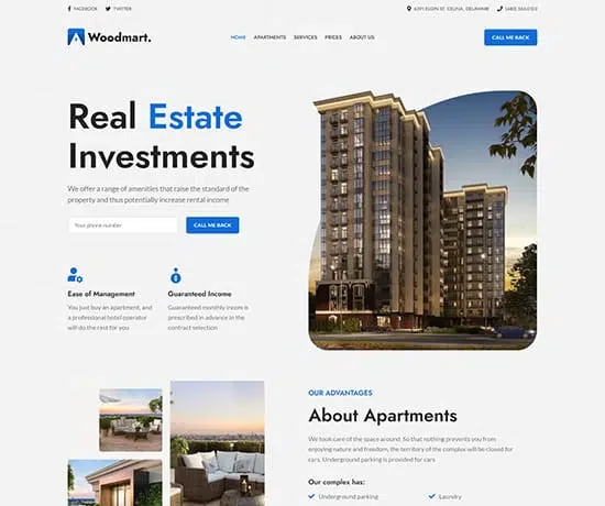 Real Estate 网站模板预览