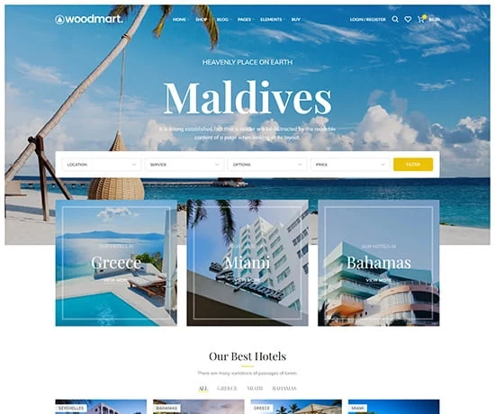Travel 网站模板预览