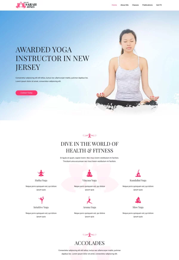 Yoga Instructor 网站模板预览