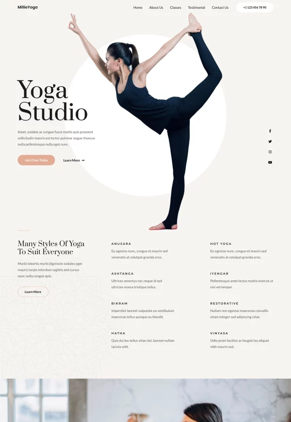 Yoga Studio 网站模板预览